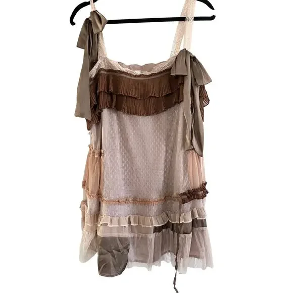 KIMCHI BLUE Clara Mini Dress Fairy Grunge Lagenlook Shabby Chic Lace Frock Sz XL - Picture 5 of 8